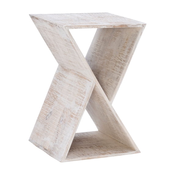 Powell Bellwood Triangle Indoor Accent Side Table, 23.62" Tall, Whitewash