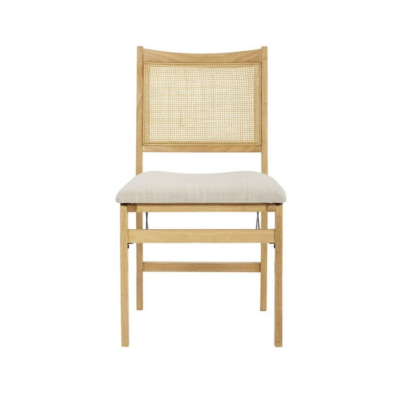 Bina Rattan Cane Folding Dining Side Chair, Beige