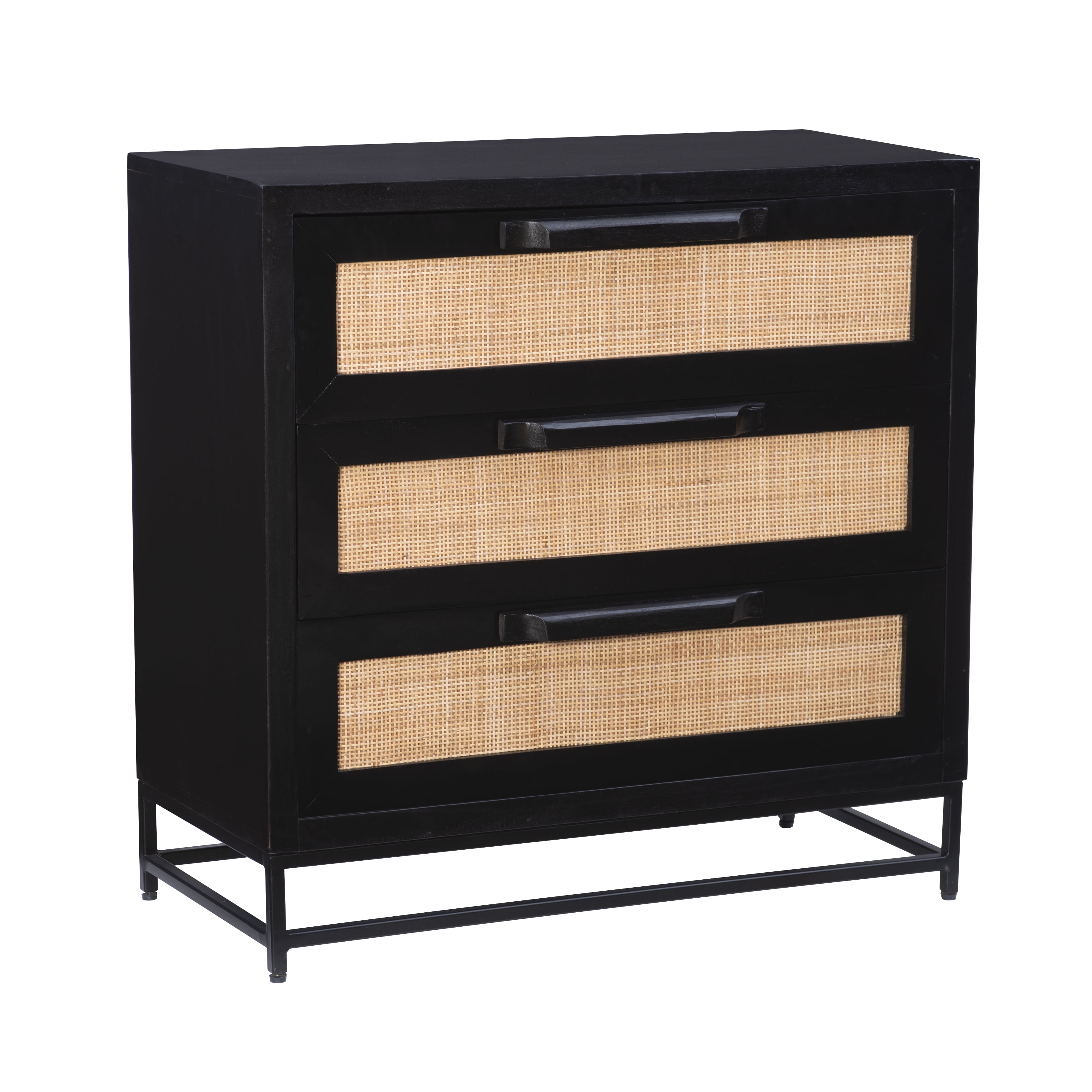 Powell Blair Rattan 3-Drawer Cabinet, Black