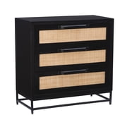 Powell Blair Rattan 3-Drawer Cabinet, Black