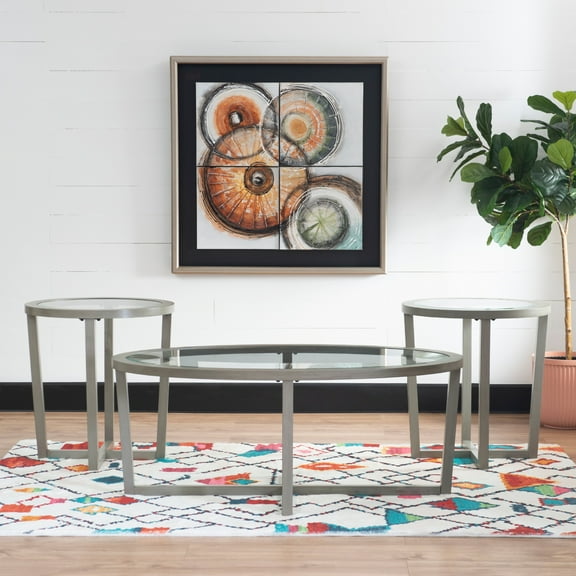 Powell Brysen 3-Piece Coffee and End Table Set, Gunmetal