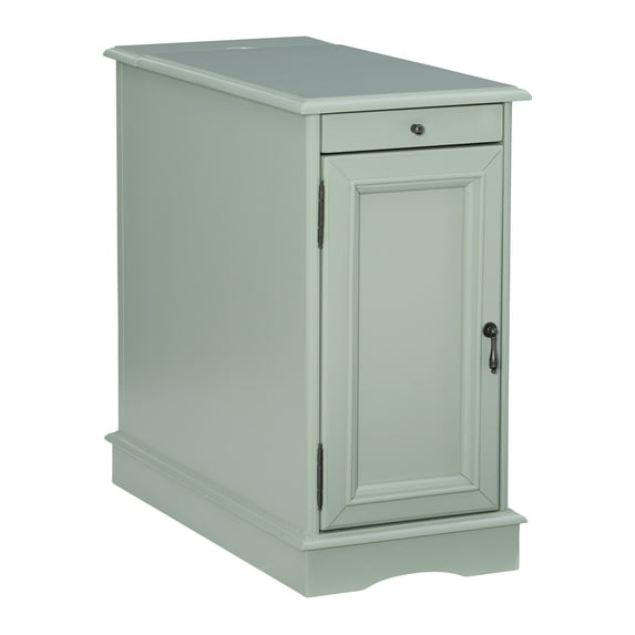 Powell Butler Accent Table with USB and Electrical Charging Station, Aqua