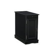 Linon Bartow Multi Function Storage Accent Table Charging Station in Black Wood
