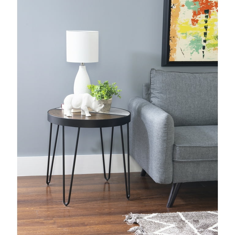 Powell Calvert Round Indoor Accent Side Table with Hairpin Legs