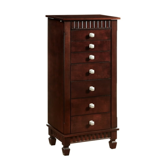 Powell Chamisa Wood Jewelry Armoire, Merlot Finish with Black Felt Lining