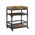 thumbnail image 1 of Powell Collin 3-Tier Rolling Bar Cart with Stemware Rack, Weathered Driftwood, 1 of 19