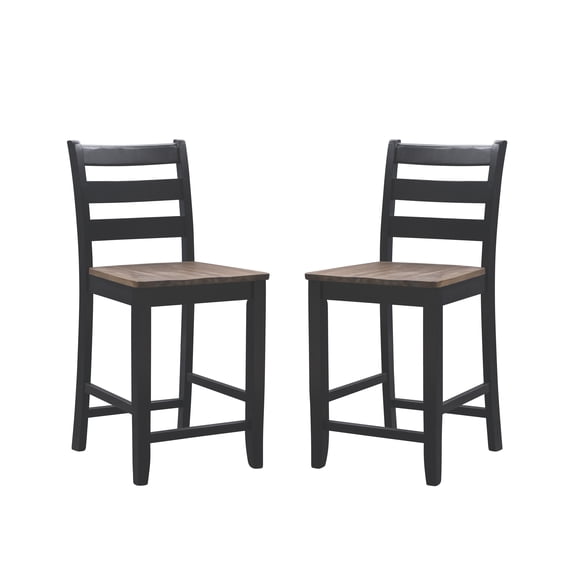 Powell Colm 24" Indoor Counter Stools, set of 2, Black/Wire Brushed Oak