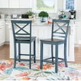 thumbnail image 1 of Powell Cothran 24" Indoor Wood Counter Stool, Set of 2, Blue, 1 of 8
