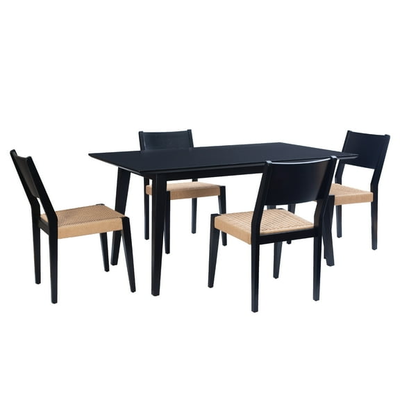 Powell Crawford 5-Piece Indoor Dining Set, Black