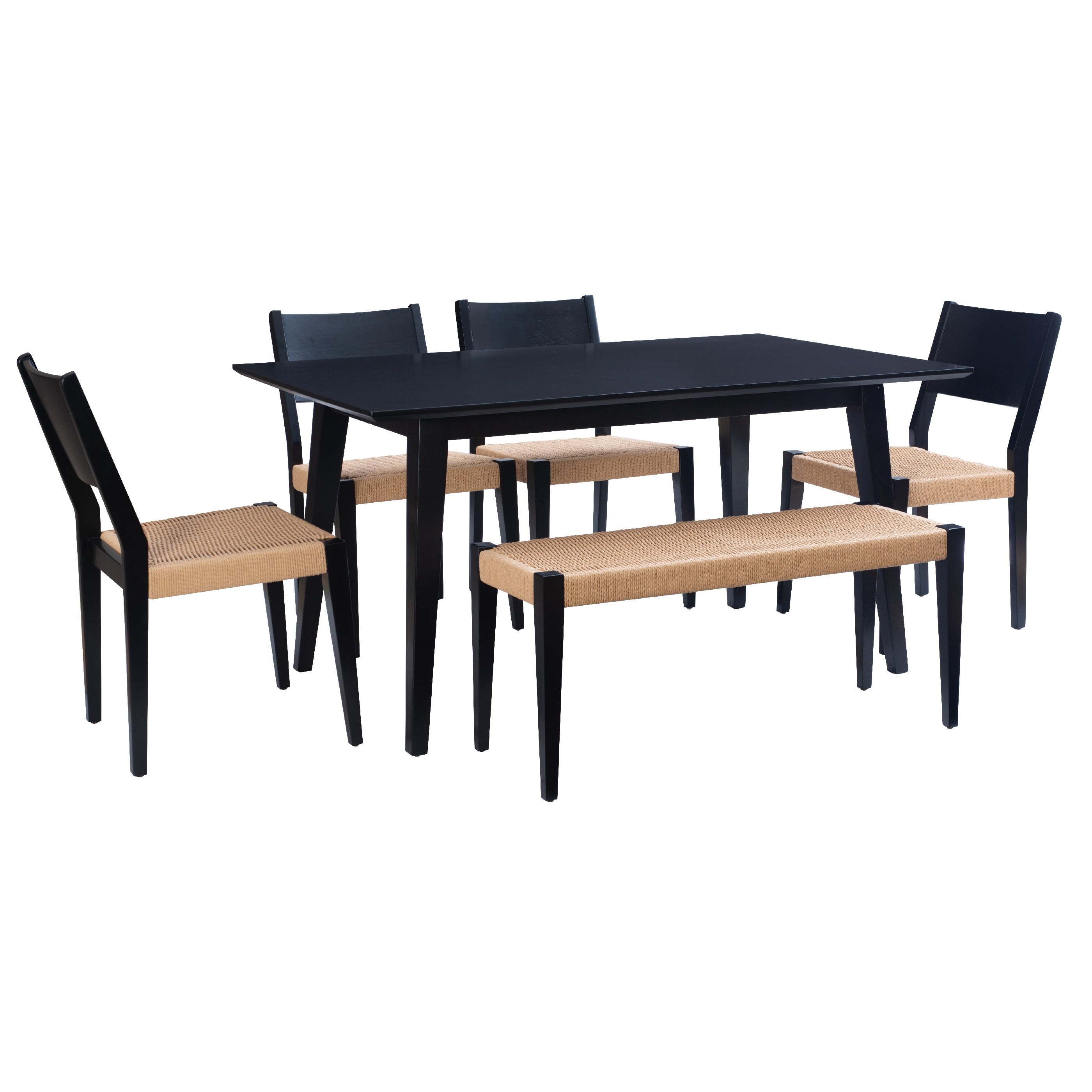 Powell Crawford 6-Piece Indoor Dining Set, Black