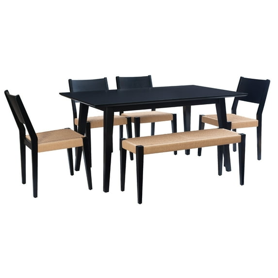 Powell Crawford 6-Piece Indoor Dining Set, Black