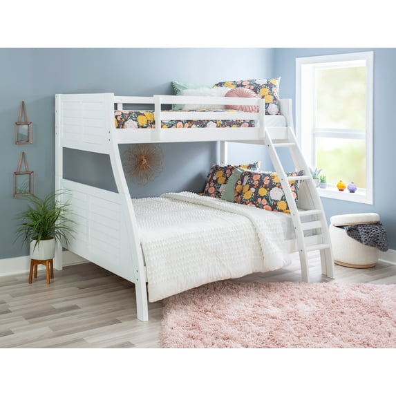 Powell Driscoll Kid's Twin over Full Bunk Bed with Built-In Ladder, White