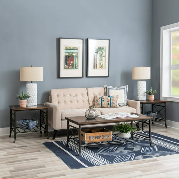 Powell Durkin 3-Piece Metal Occasional Table Set, Brown