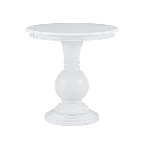 Powell Elissa Round Pedestal Indoor Accent Side Table, 26" Tall, White