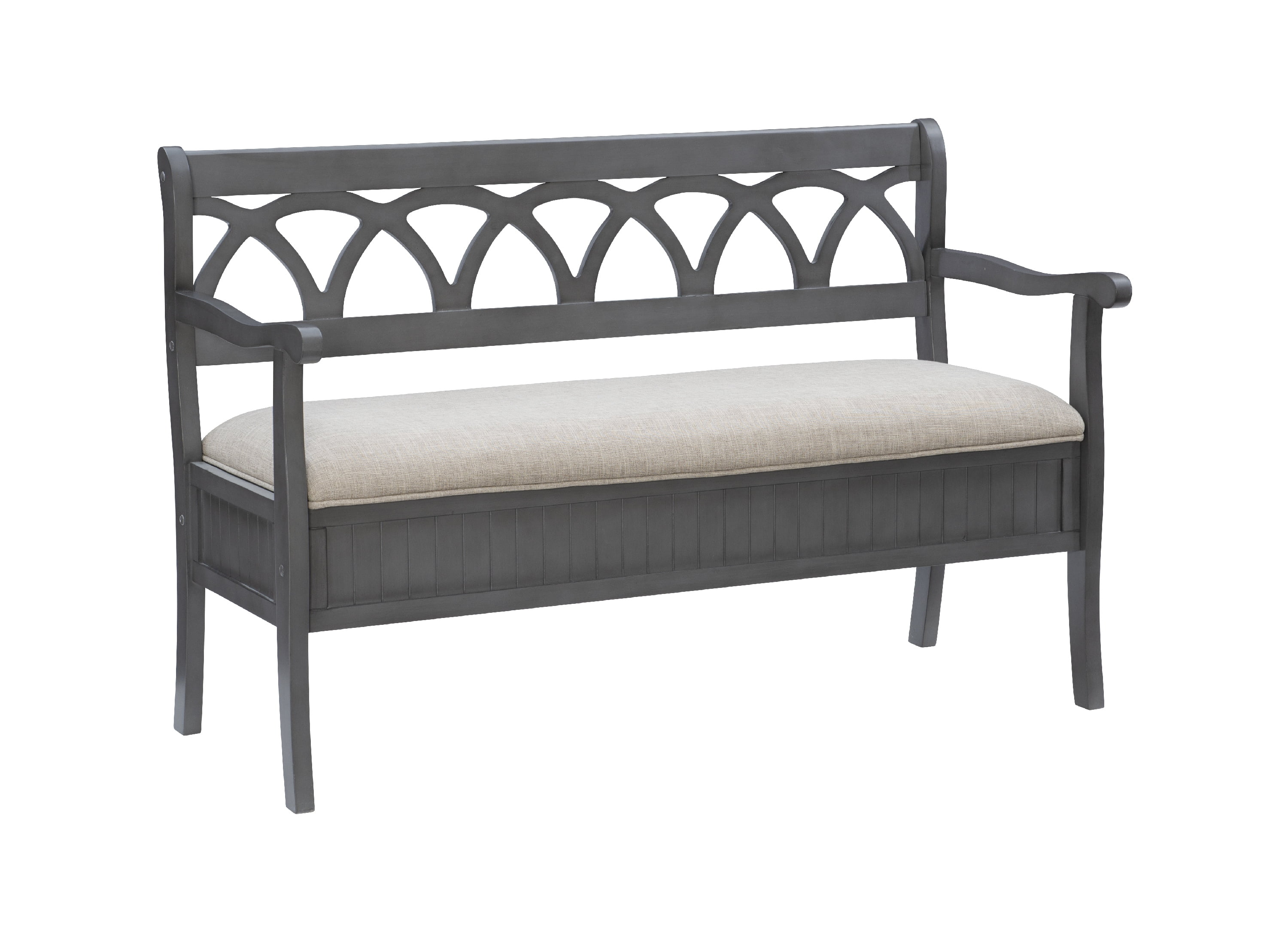 Elliana Transitional Gray Fabric MDF Storage Bench with Flip Top