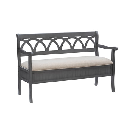 Powell Elliana Upholstered Storage Bench, Gray/Beige