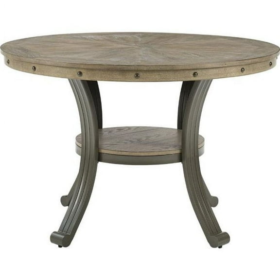 Powell Franklin Pewter Grey Dining Table With Inlay Design