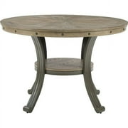 Powell Franklin Pewter Grey Dining Table With Inlay Design