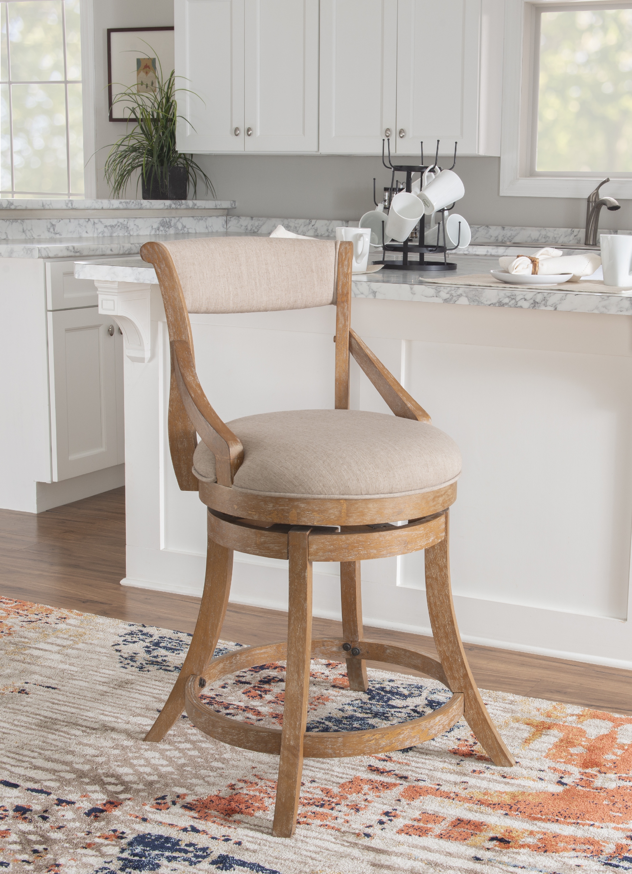 Powell Gemma Bar Stool with 360-Degree Swivel, Beige