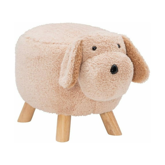 Powell D1230Y19PD 16 x 14 x 15.5 in. Goldy Puppy Dog Stool in Light Brown Faux Fur