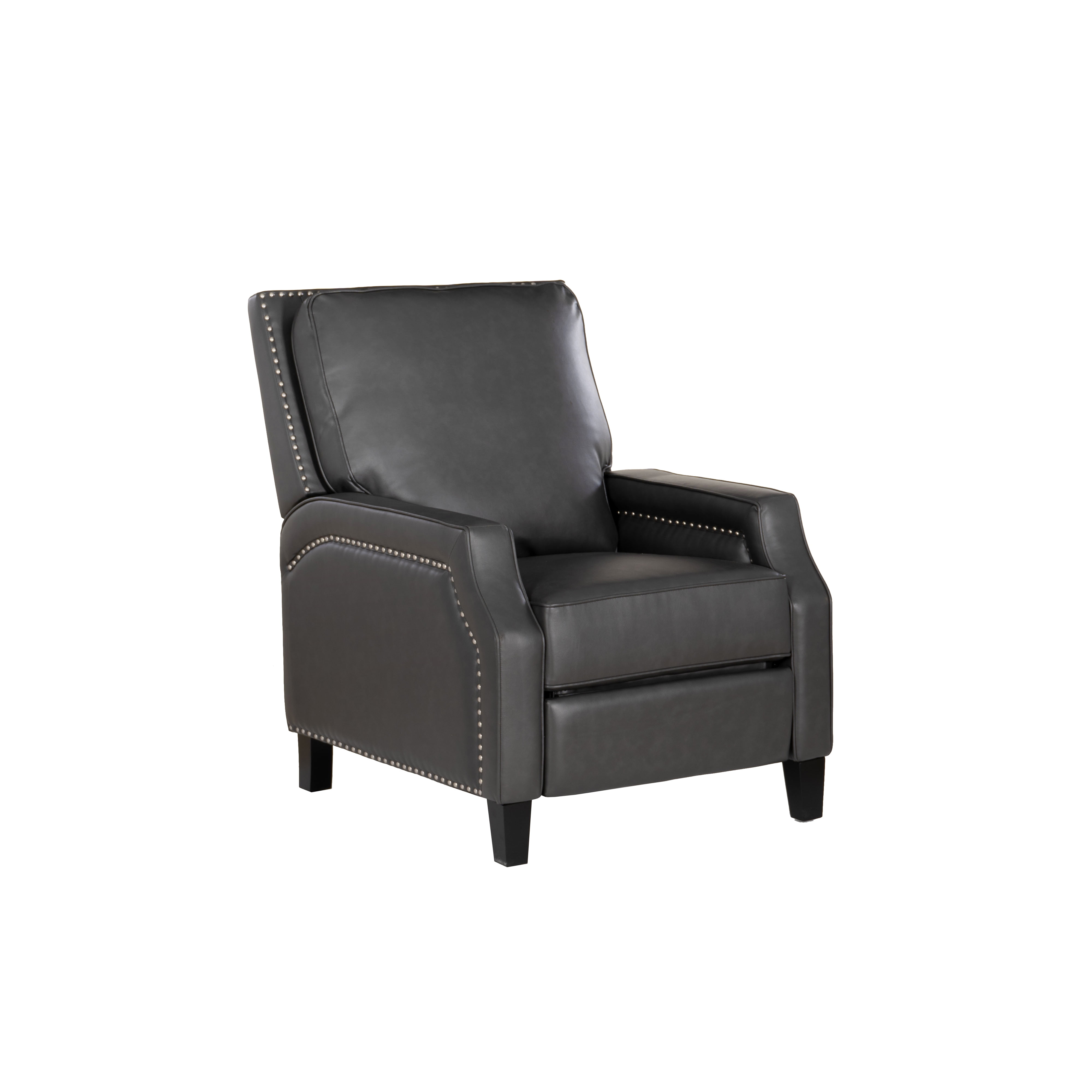Powell Hank Faux Leather Push Back Recliner, Gray