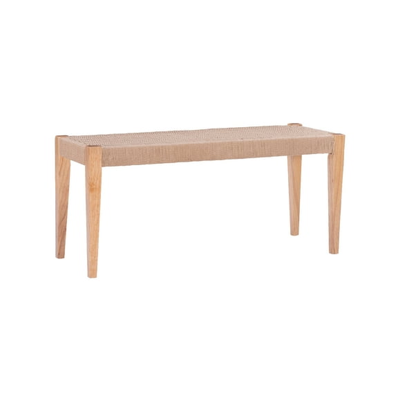 Powell Holden Dining Bench with Handwoven Rope Seat, Natural/Natural
