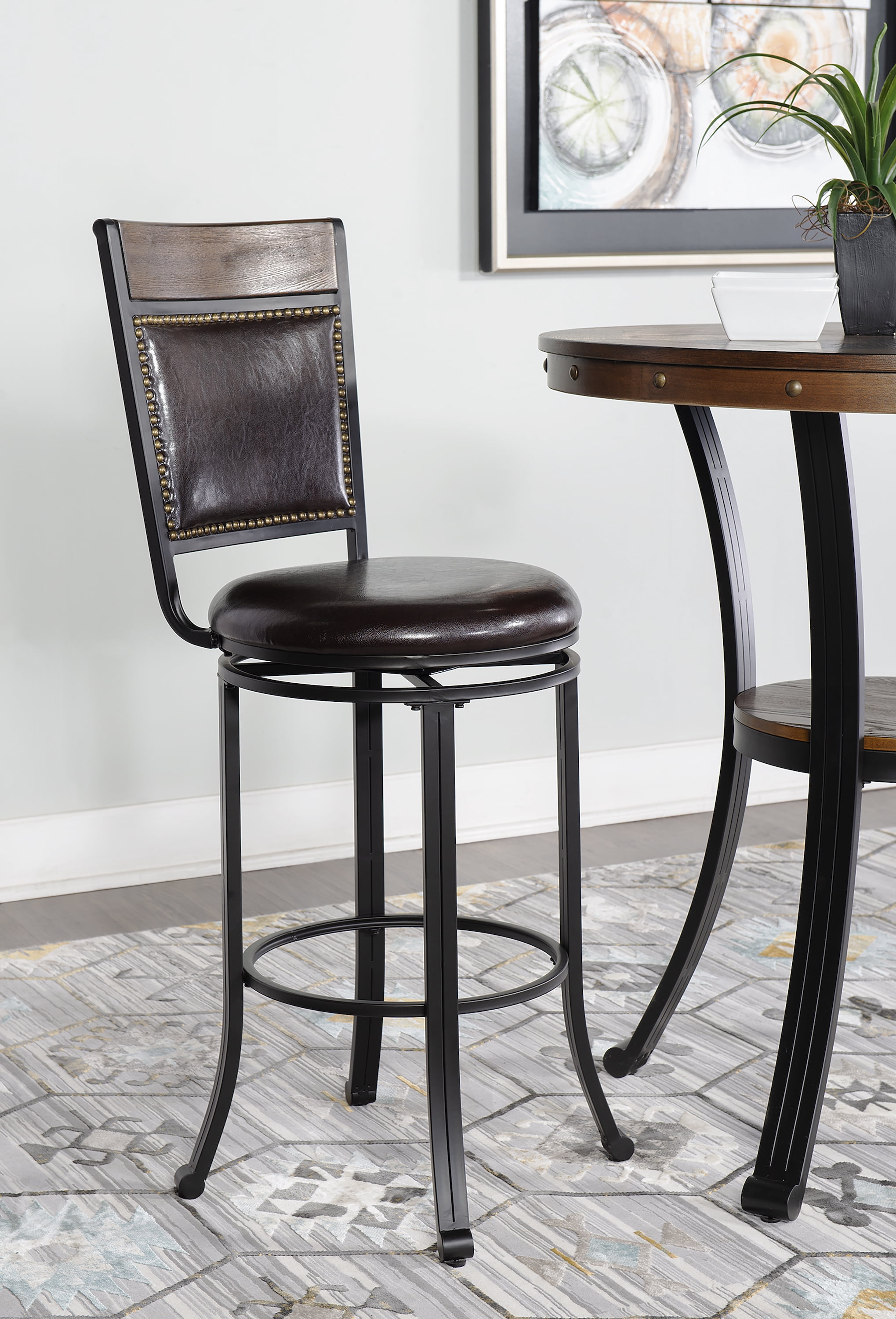 Powell Holloway 29" Indoor Metal Bar Stool with Swivel, Rustic Umber
