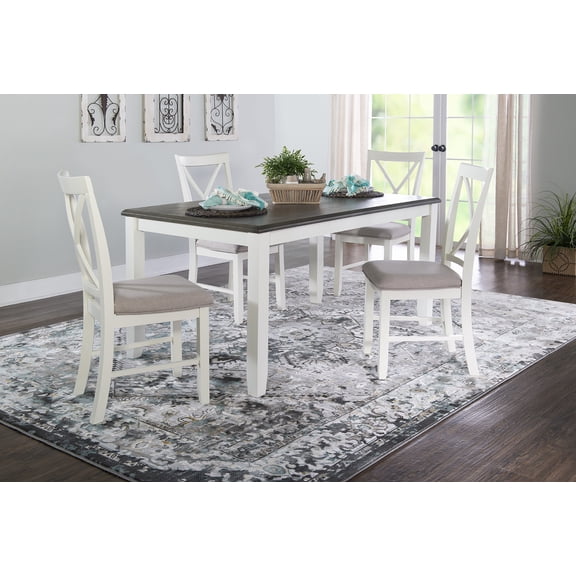 Powell Jane 5-Piece Dining Set, Seats 4, Gray and Smokey White