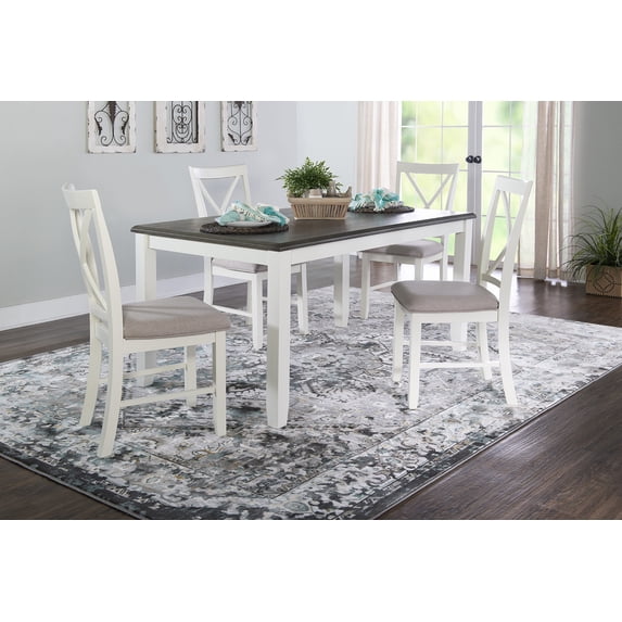 Powell Jane 5-Piece Dining Set, Seats 4, Gray and Smokey White