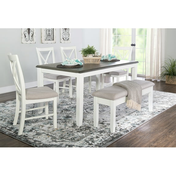 L. Powell Acquisition Corp. Farmhouse Two-Tone Design Jane 6 Piece Dining Set