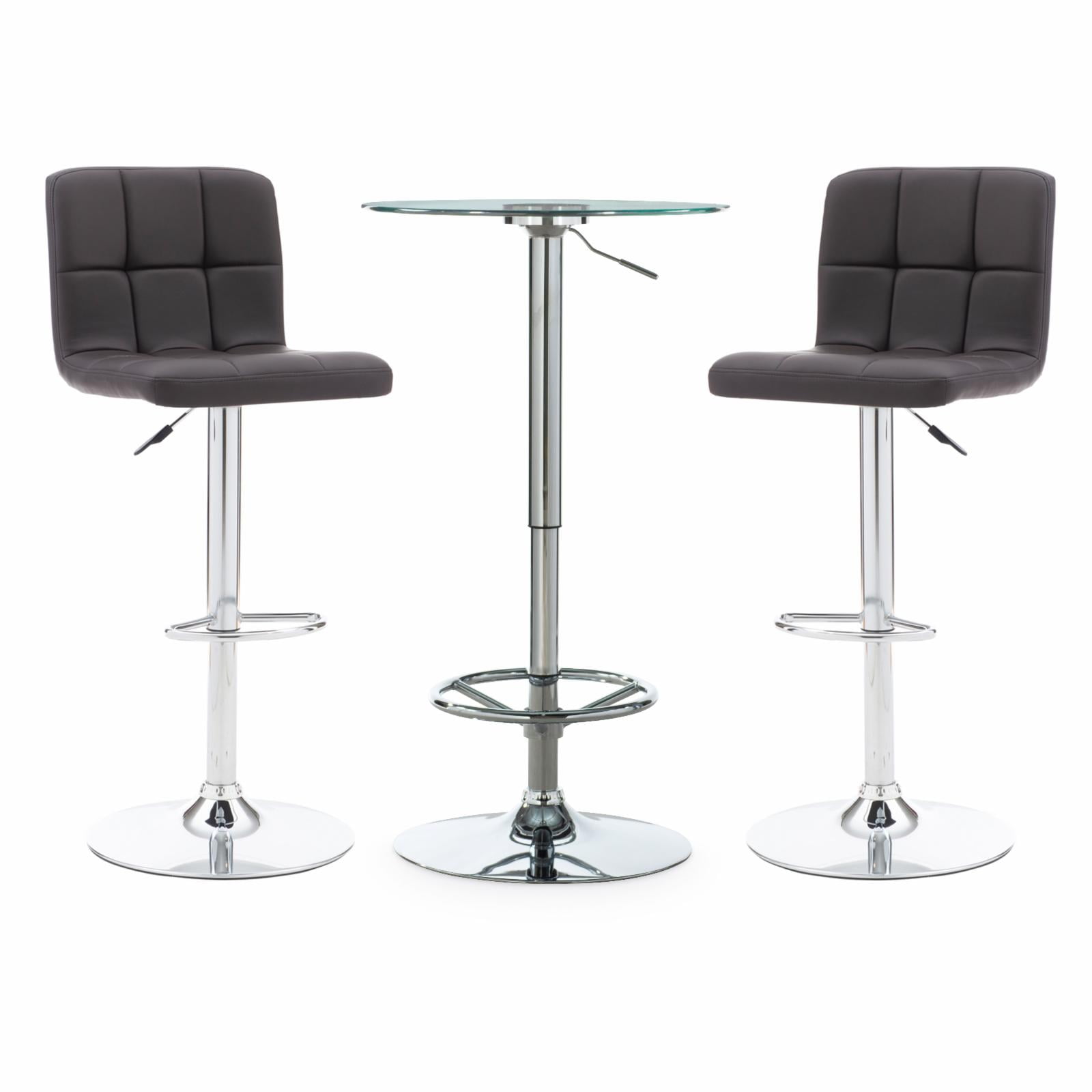 Powell Jenna 3-Piece Pub Set with Armless Upholstered Bar Stools - Black Faux Leather