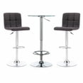 thumbnail image 1 of Powell Jenna 3-Piece Pub Set with Armless Upholstered Bar Stools - Black Faux Leather, 1 of 9