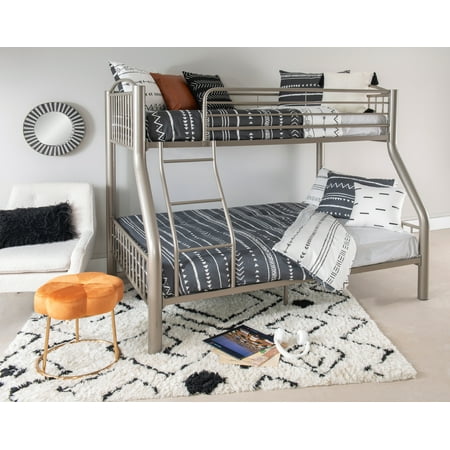 Powell Kalmia Heavy Metal Kid's Twin over Full Convertible Bunk Bed with Built-In Ladder, Pewter