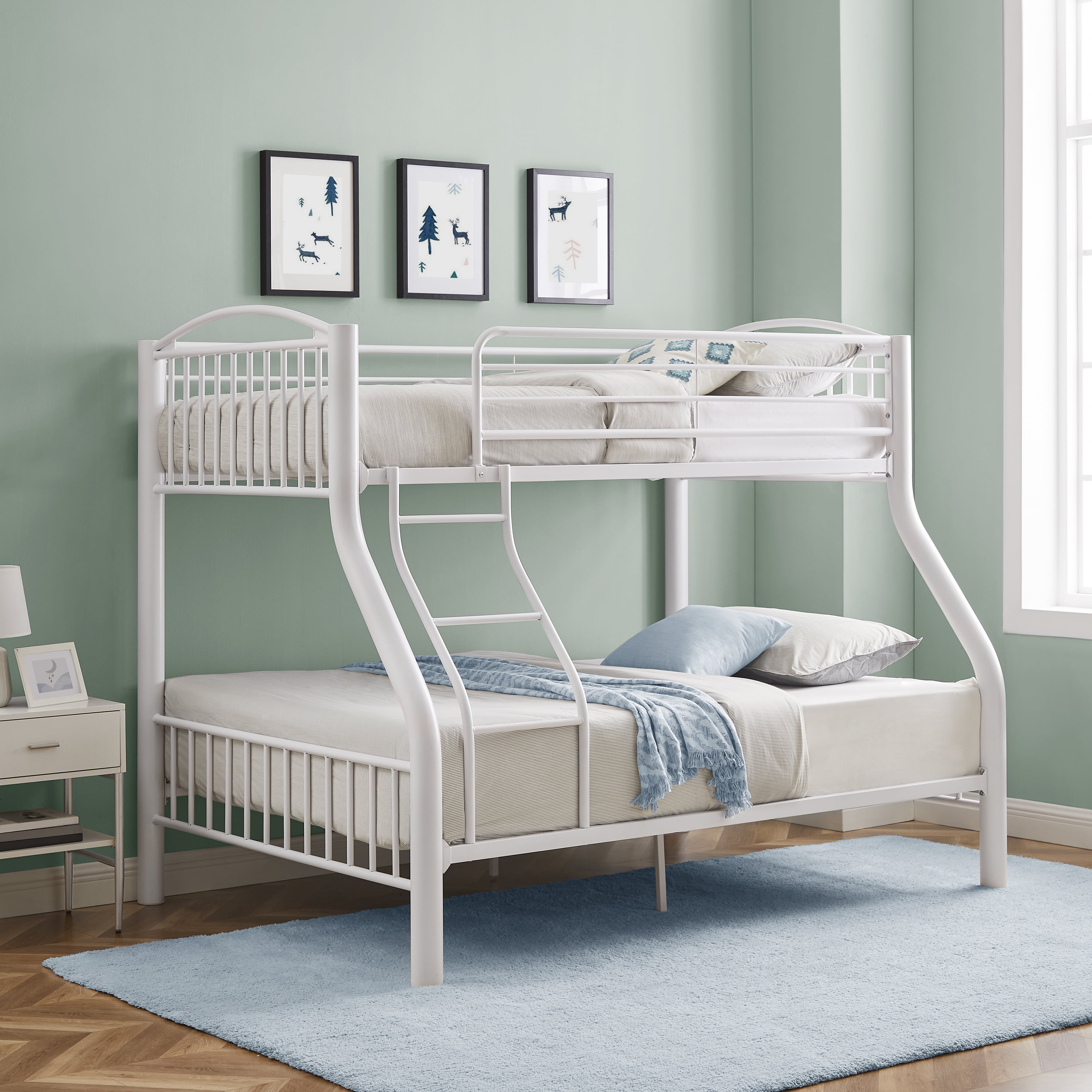 Powell Kalmia Heavy Metal Kid's Twin over Full Convertible Bunk Bed with Built-In Ladder, White