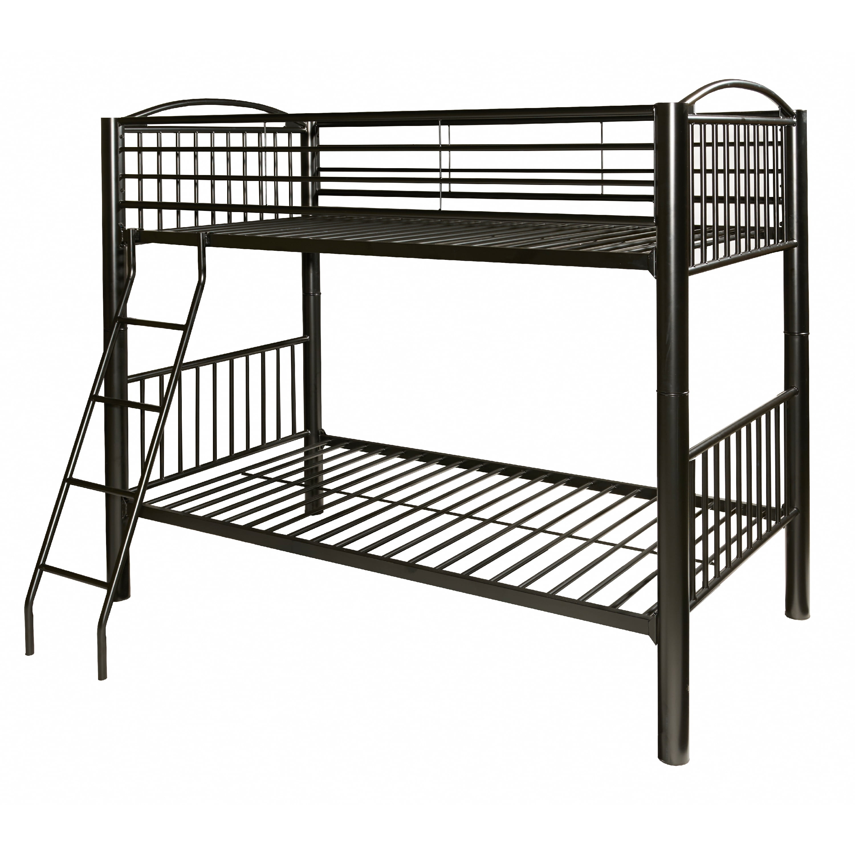Powell Kalmia Twin Over Twin Heavy Metal Convertible Bunk Bed with Ladder, Black Finish