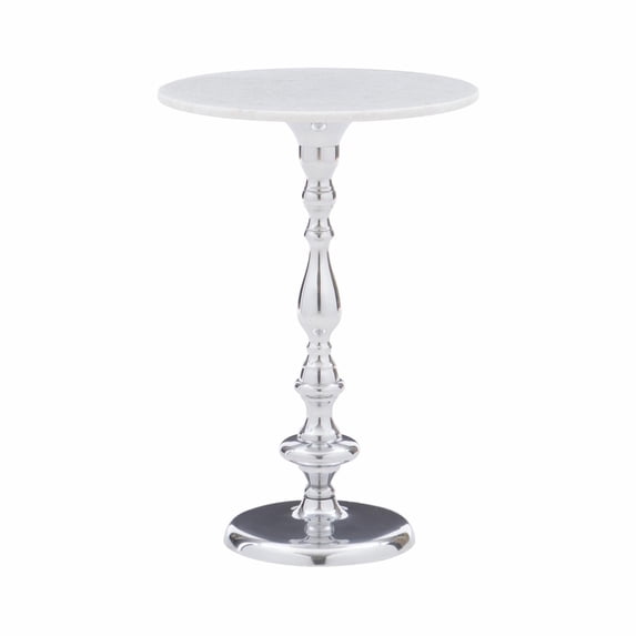 Powell Keagan Round Side Table - Black with White Marble Top