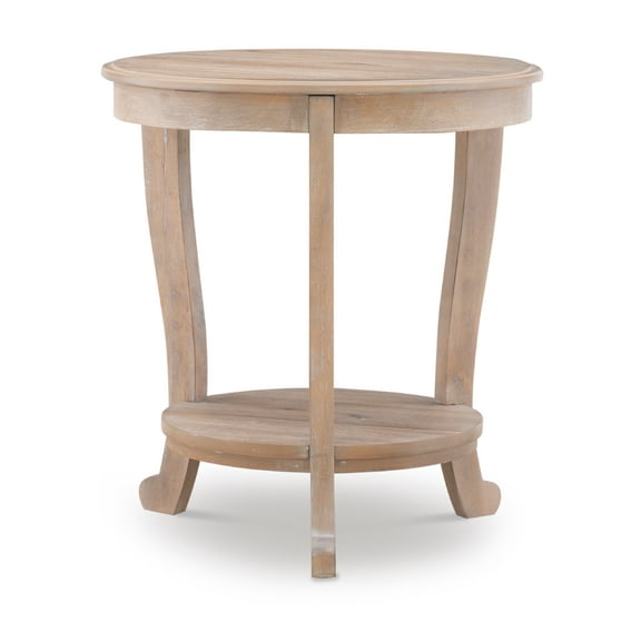 Powell Kendall Round Indoor Accent Side Table with Shelf, Natural