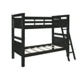 thumbnail image 1 of Powell Kiggins Kid's Twin over Twin Convertible Bunk Bed with Built-In Ladder, Black, 1 of 14