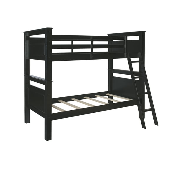 Powell Kiggins Kid's Twin over Twin Convertible Bunk Bed with Built-In Ladder, Black