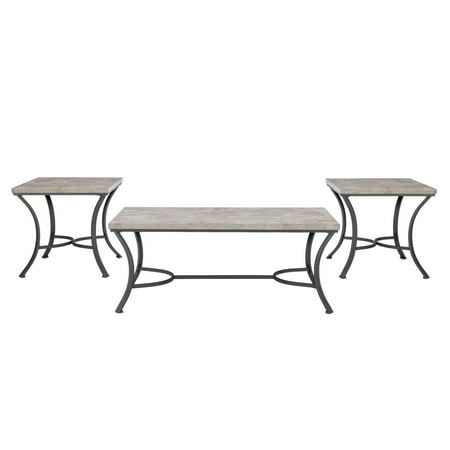 Powell Kimber 3-Piece Metal Occasional Table Set, Coal