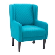 Powell Laude Quilted Velvet Wingback Accent Chair, Teal