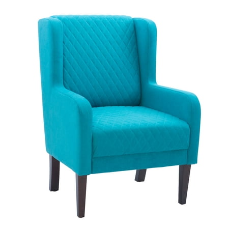 Powell Laude Quilted Velvet Wingback Accent Chair, Teal
