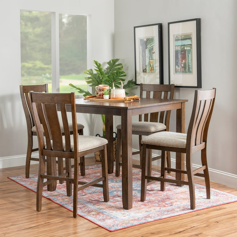 Powell Lenny 5-Piece Counter Height Dining Set, Brown/Beige