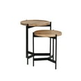 Powell Martyn Mango Wood and Iron Round Nesting Side Tables, Natural
