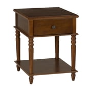 Powell McGhie Single Drawer Indoor End Table with Shelf, 26" Tall, Hazelnut Brown