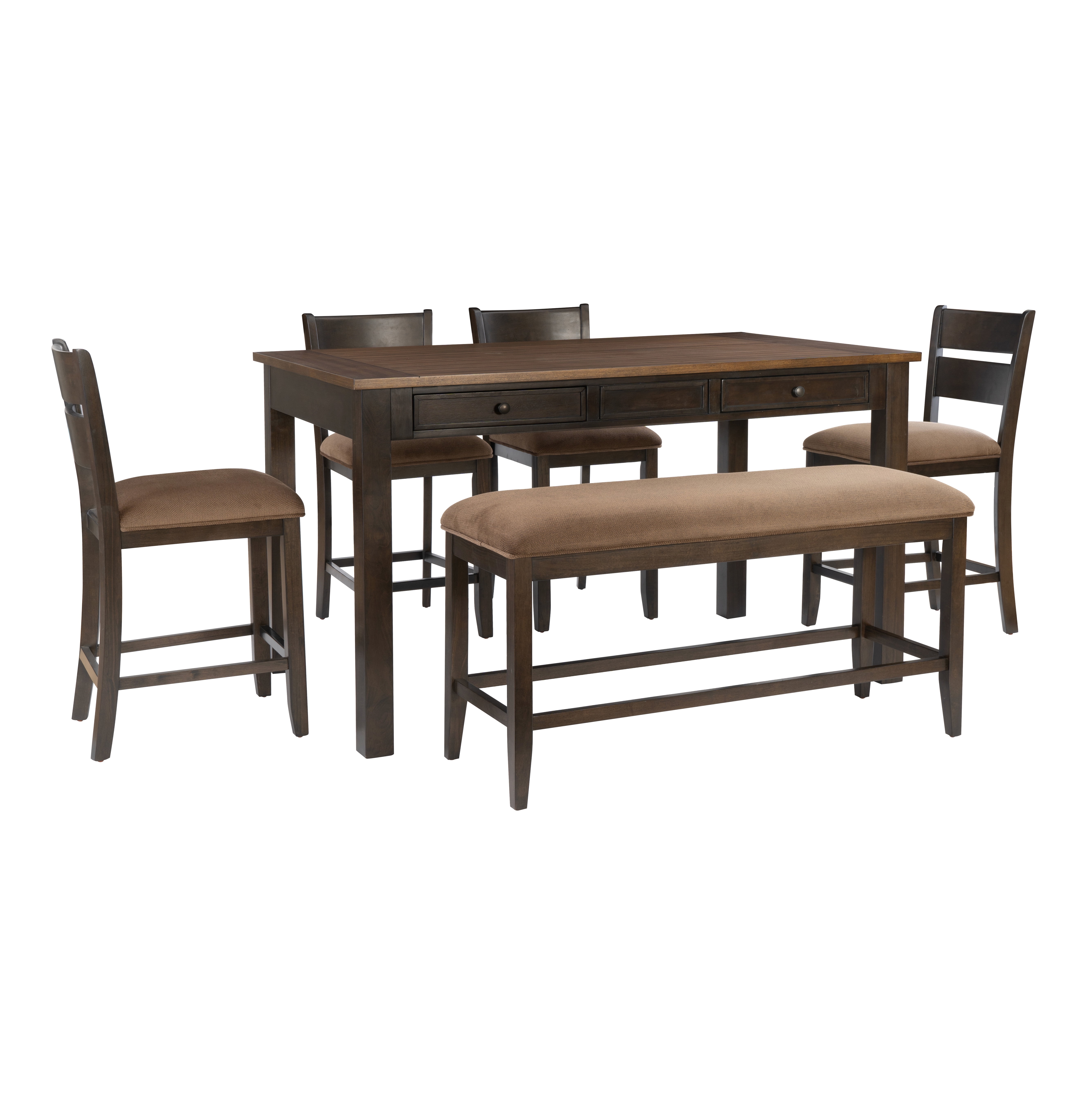 Powell McRae 6-Piece Counter Height Dining Set, Rustic Brown/Brown