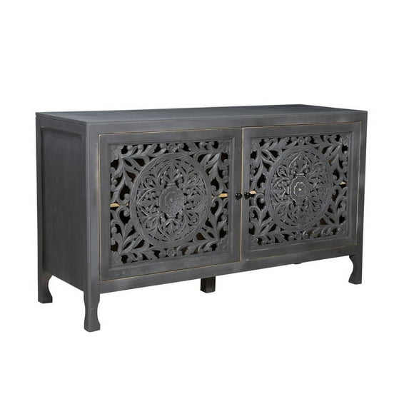 Powell Micah Wood Two Door Cabinet in Gray