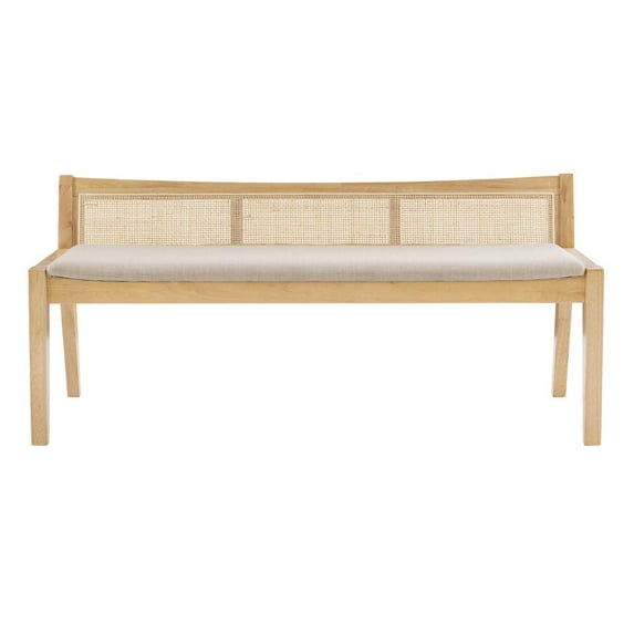 Powell Nassau Rattan Cane Bench with Back, Beige