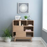 Powell Nixon 3-Tier Bookcase with 2 Sliding Door Panels, Natural