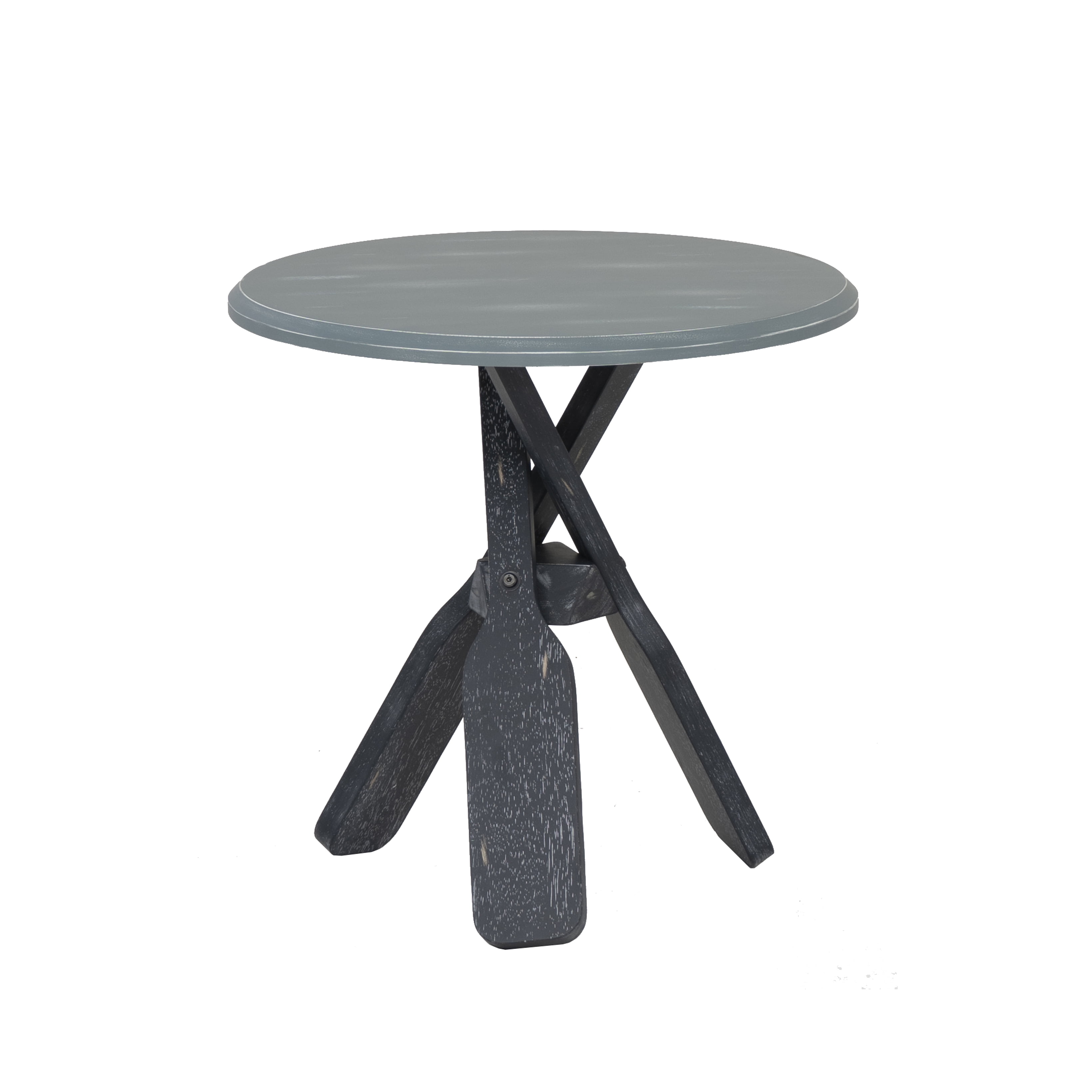 Powell Oreana Coastal Round Indoor Accent Side Table, 22" Tall, Blue/Gray